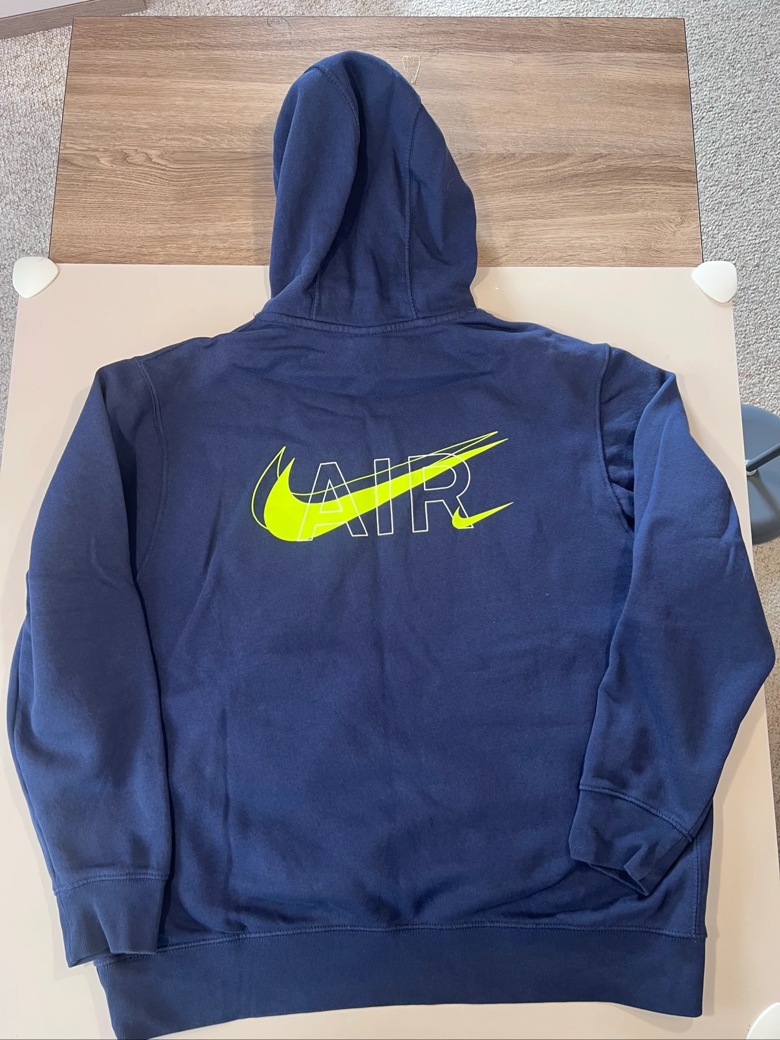 Sudadera con capucha Nike Air azul marino y verde neón - Talla XL – photo 2